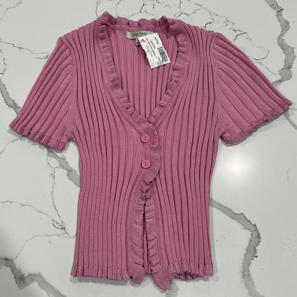 Love Tree top, mauve pink, size medium petite